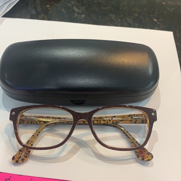 Dark brown eyeglass frame with cheeta print - Picture 5 of 5